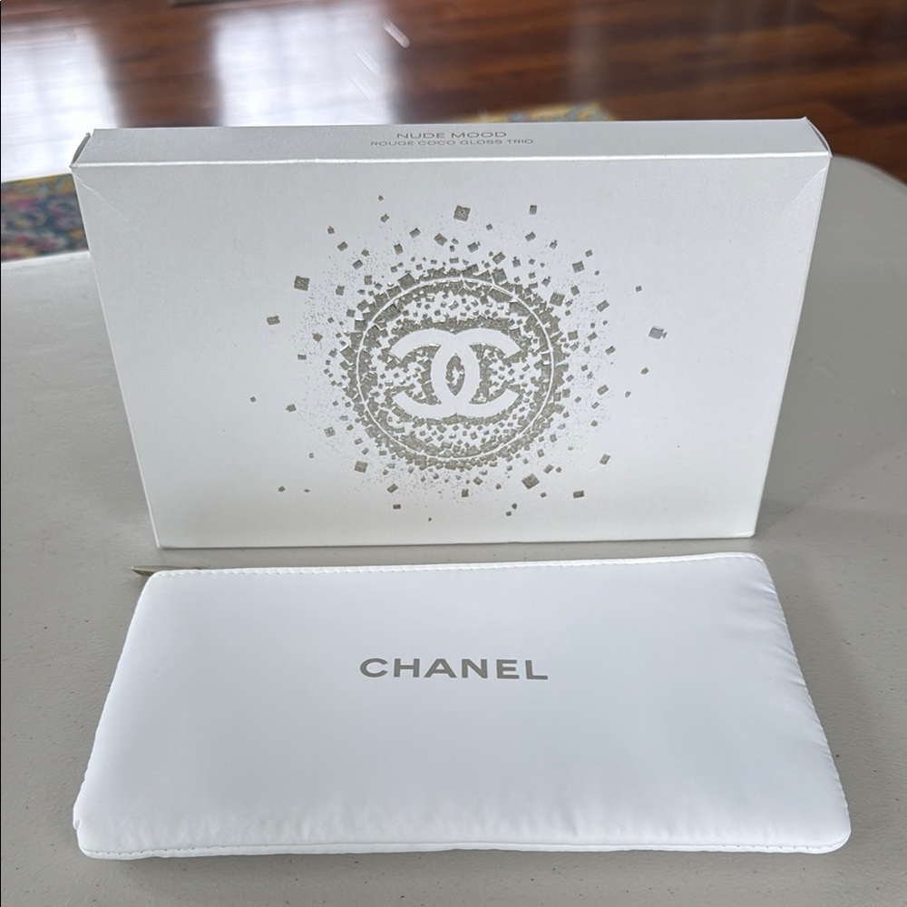 Chanel Beauty White Cosmetic Bag